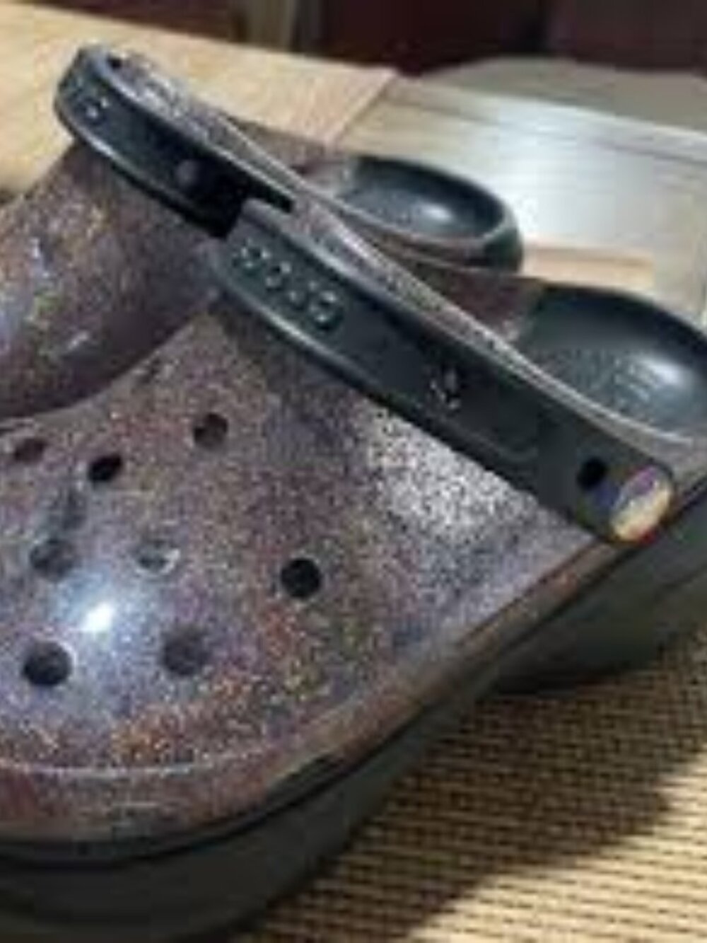 Crocs Classic Bae Purple Pride Glitter Platform Clogs Sandals Women's SZ 7 NEW! - Picture 4 of 5